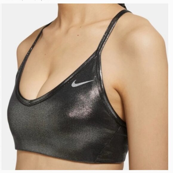 Nike Other - Nike Swoosh Metallic Indy Dri-FIT Sports Bra Size Medium